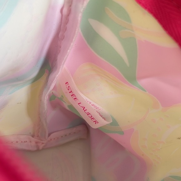 Lilly Pulitzer for estée lauder lemon pink preppy make up travel toiletries bag - Picture 9 of 16